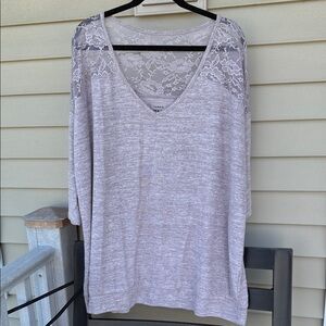 Gray Lace Detail Top